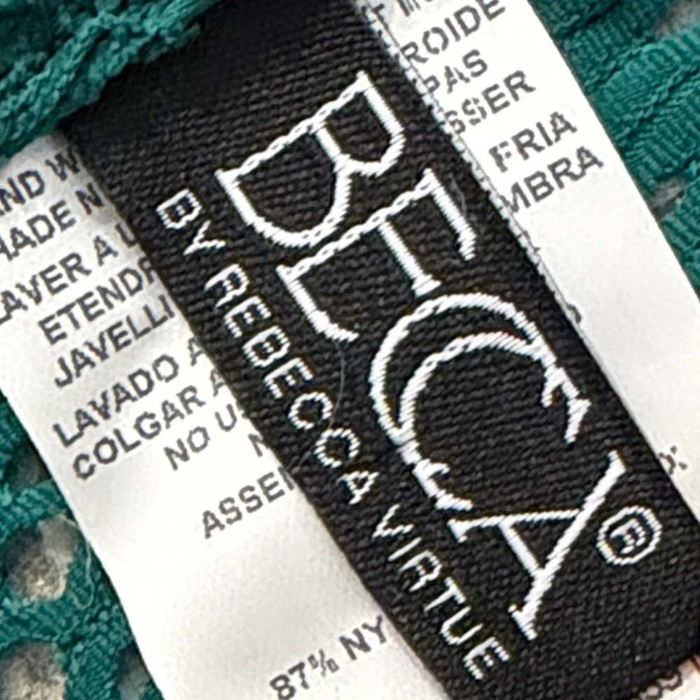 Becca Virtue Women L/XL‎ Lace Crochet Olive Green Open V-Front Cardigan Cover Up